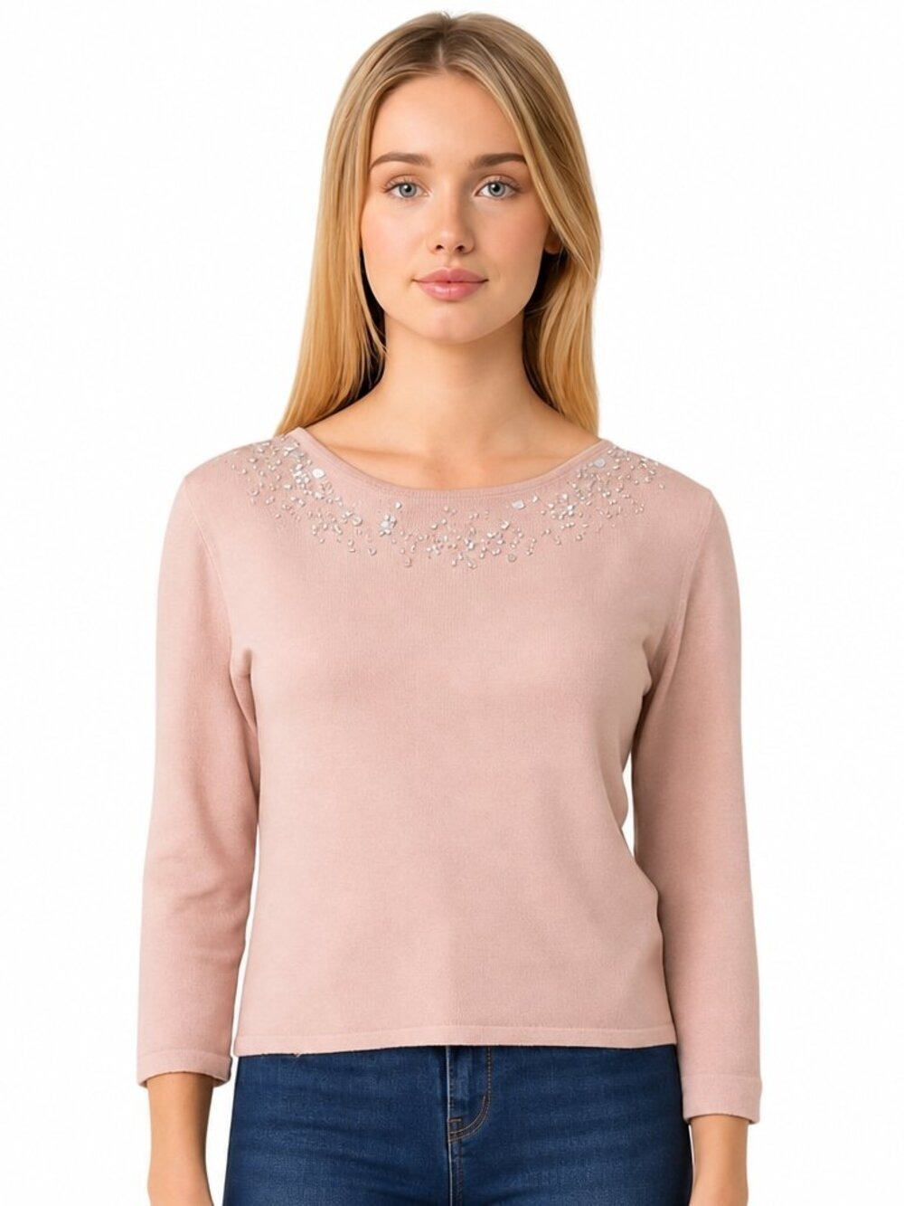 Ruby Rd Pale Pink Metallic Sweater Top Size Large